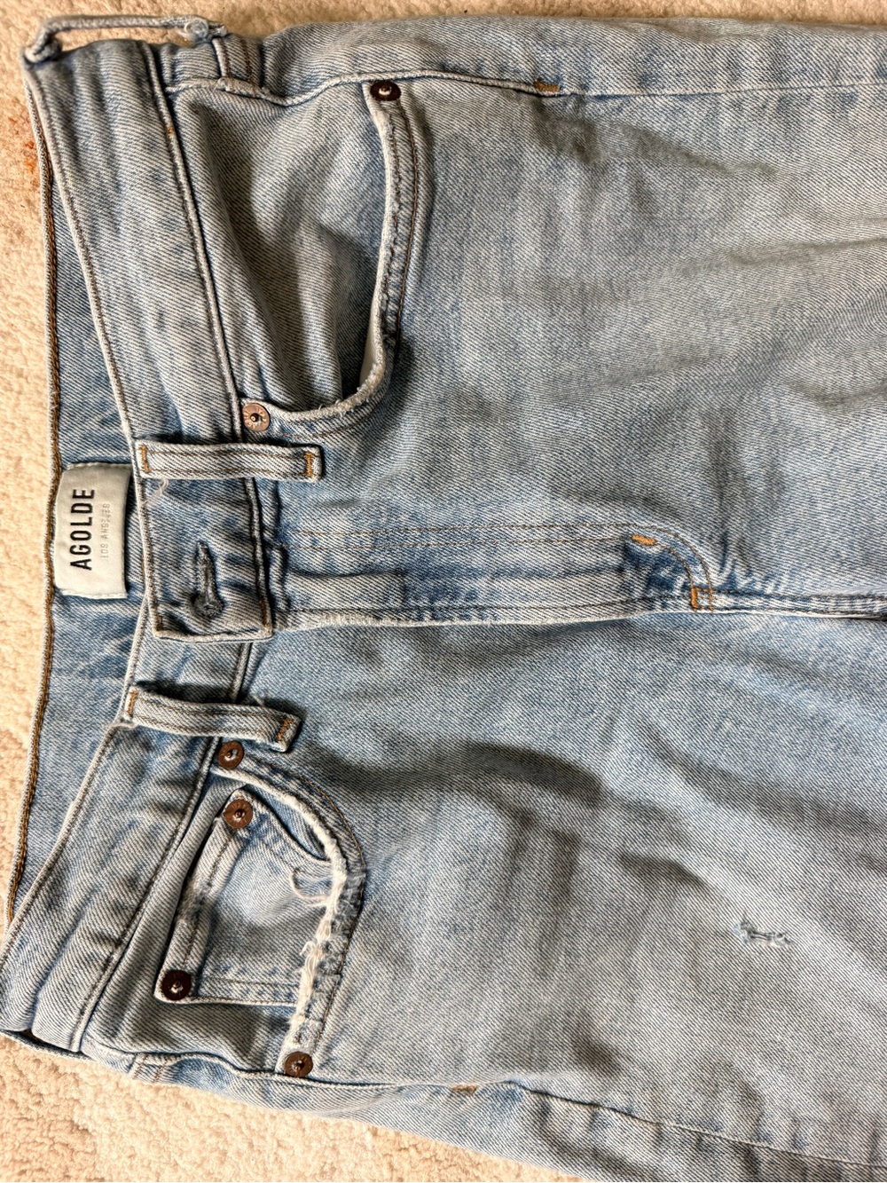Agolde Light Blue Straight Leg Women's Jeans - Picture 4 of 5